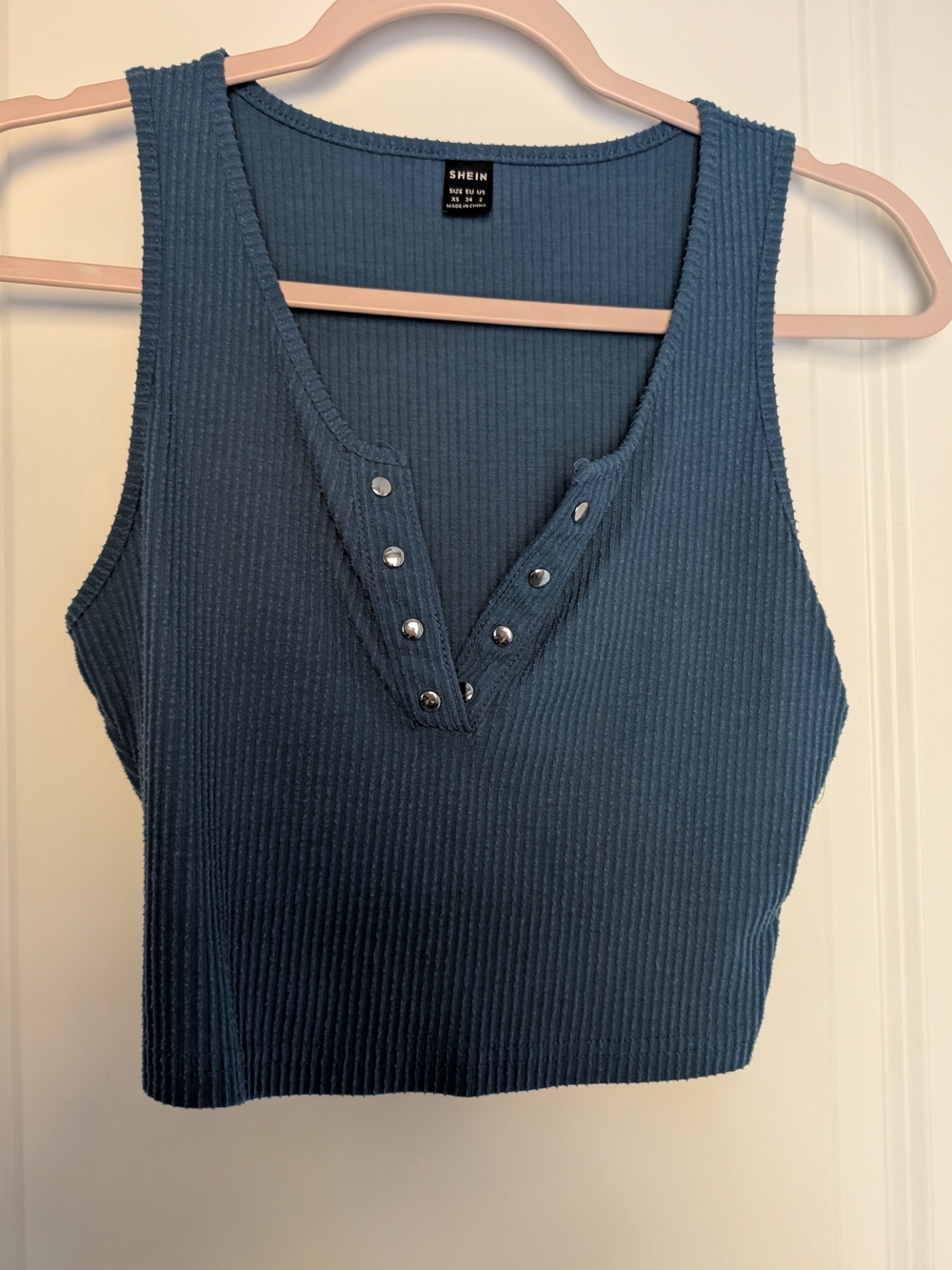 SHEIN Blue Ribbed Crop Tank